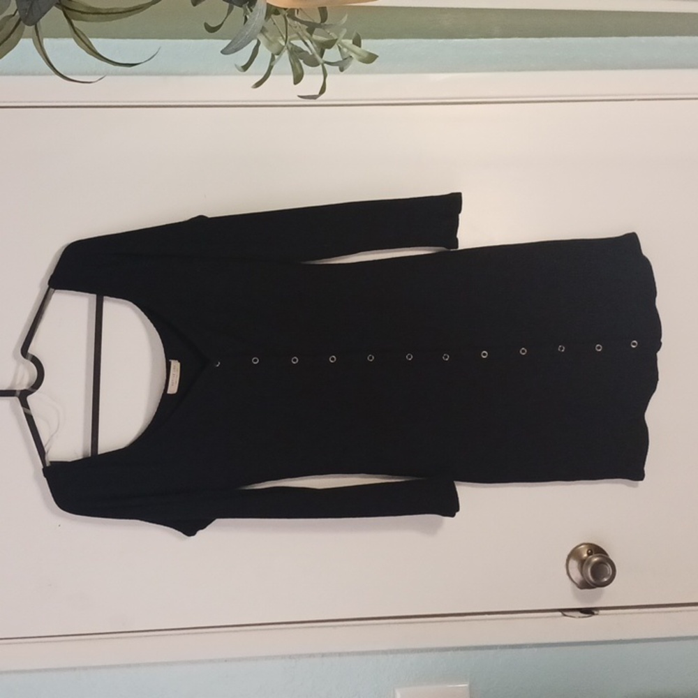 Active USA Long Sleeve Black Ribbed Dress